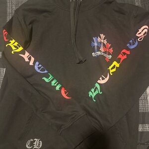 Black Hoodie with Multicolor Chrome Hearts Design- Read Description